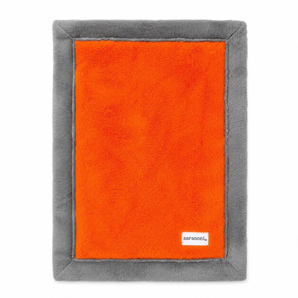 Saranoni 15x20 Mini Blanket Luxury Plush Orange Grey Faux Fur Security Stroller